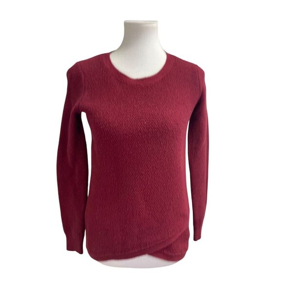 Madewell Burgundy Crewneck sweater, XS. Thermal waffle knit Cross front red warm - Picture 6 of 12